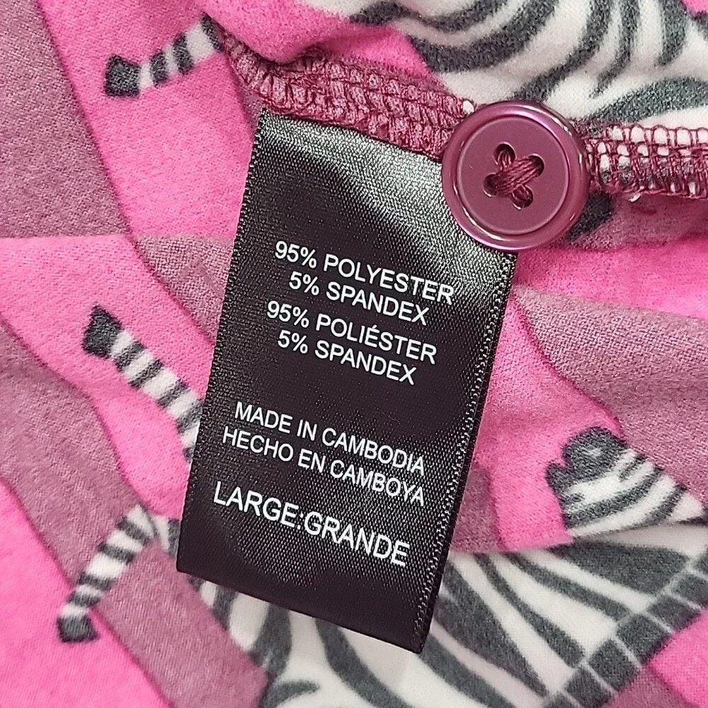 Room Service Cozy Lounge Pajama Set Sleepwear Printed Top Pants Large Size Pink - Picture 5 of 9